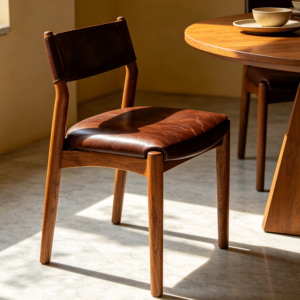Mid-Century Modern Dining Chair with Wood Legs